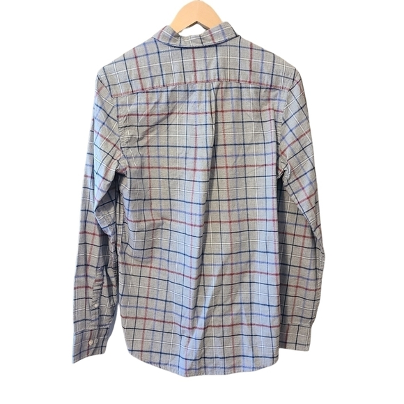 NEW Gap  slim fit gray blue red stripes long-sleeved Button-down cotton shirt - Picture 6 of 14